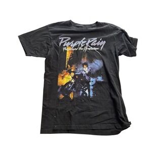 Prince Purple Rain Graphic T-Shirt Black Short Sleeve Crew Neck Men S